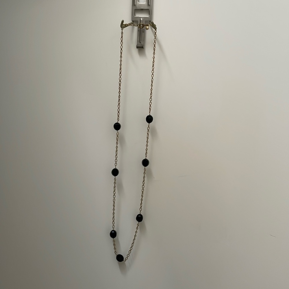 J crew gold black long necklace